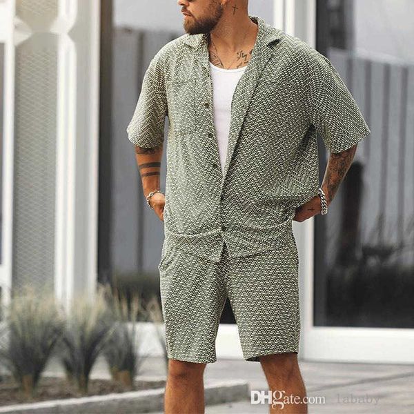

fashion mens tracksuit 2023 summer sportwear two piece set solid color short sleeve shirt and casual loose shorts 2pcs sweatsuit jogging sui, Gray