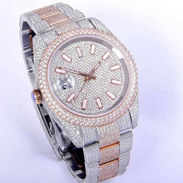 

wristwatches diamond mens watch automatic mechanical watch 41mm with diamond-studded steel women fashion busins wristwatch braceletf6fu, Silver