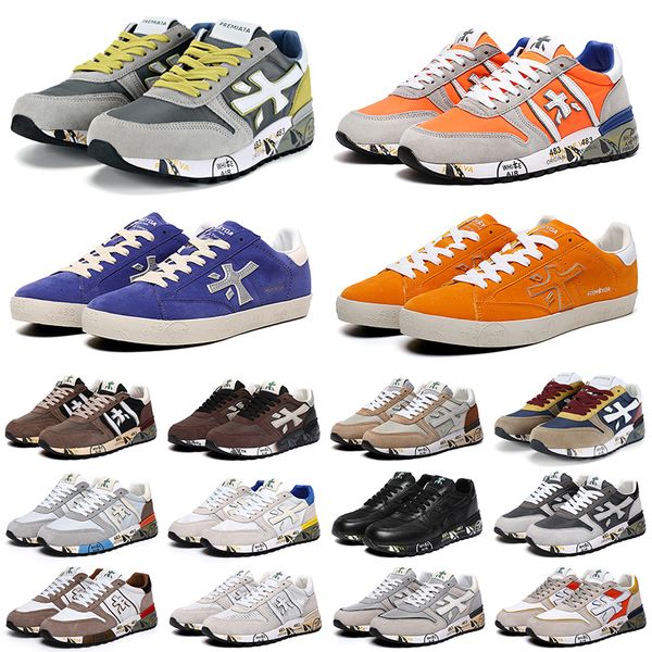 

italy brand premiata sneakers womens mens casual shoes designer luxury platform layer leather cowskin mick lander premiatas steven genuine t, Black