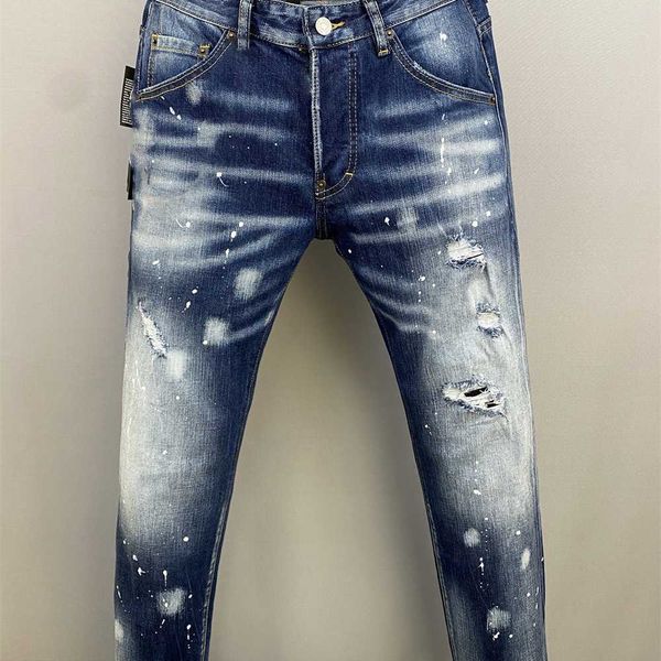 

new men jeans hole light blue dark gray italy brand man long pants trousers streetwear denim skinny slim straight biker for d2 quality size