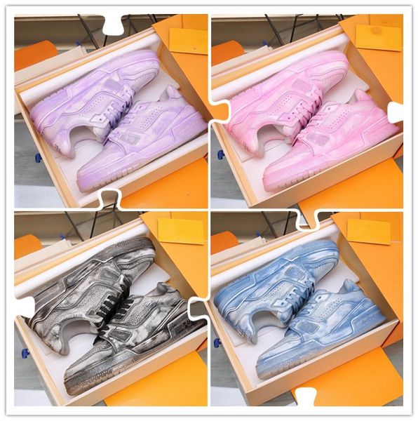

original designer men causal shoes fashion man leather lace up platform sole sneakers white black mens womens luxury velvet suede 38-45