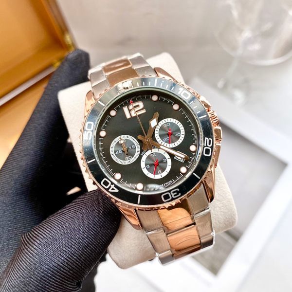 

business chronograph mens watch designer watch menwatches satch stainless steel strap watch men gift brand luxury watch man vesace watch dhg, Slivery;brown