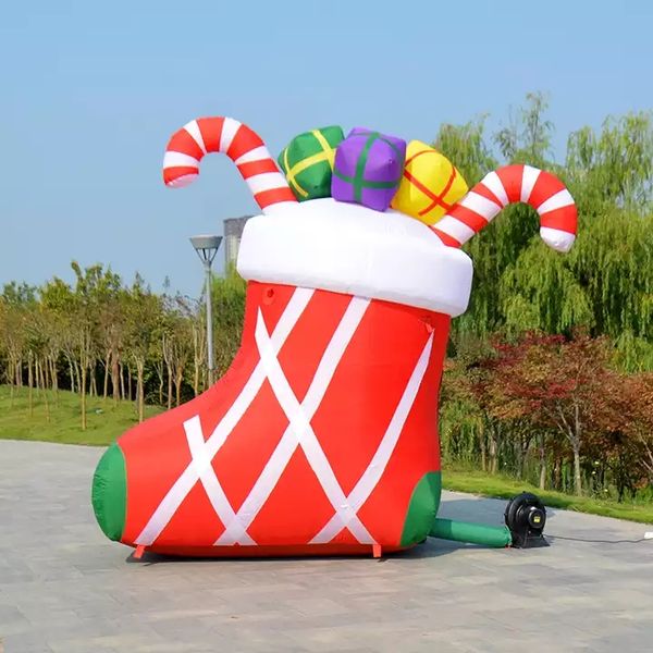 

6m giant inflatable christmas stocking for outdoor decoration blow up gift display for holiday event use