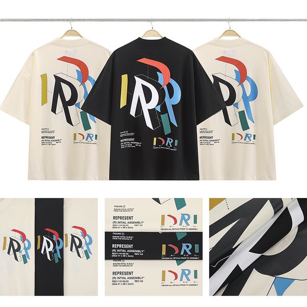 

designer fashion mens t-shirts summer color r letters clothing casual street couples loose sweatshirts, White;black