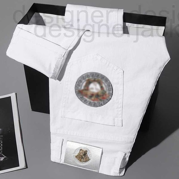 

men's jeans designer new spring summer men jean pure black white two-color cotton high elastic small foot slim fitting korean medusa em, Blue