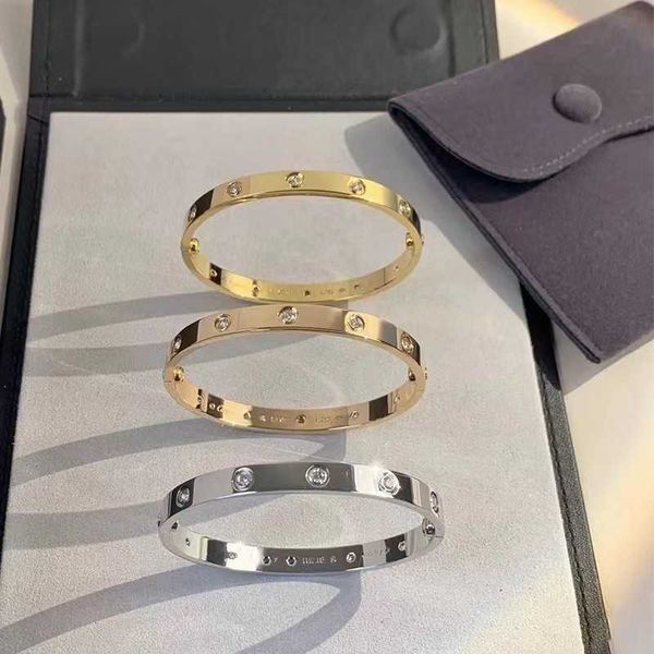 

high version high edition v gold 18k rose card c bracelet color classic screw yellow white narrow full diamond, Black
