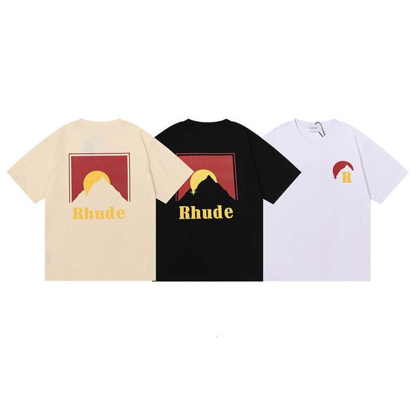 

men's t-shirts craftsmanship rhudes summer fashion designer "tide" beauty tide rhude design sense print loose round neck shor, White;black