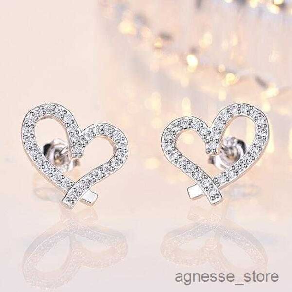 

stud designer love heart stud earrings with 18k gold shining diamond earring for women white r230619, Golden;silver