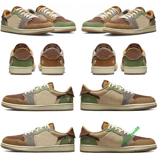 

zion williamson x voodoo mens basketball shoes 1 1s low sneaker dz7292-200 flax muslin fauna brown oil green sesame moon fossil men women tr