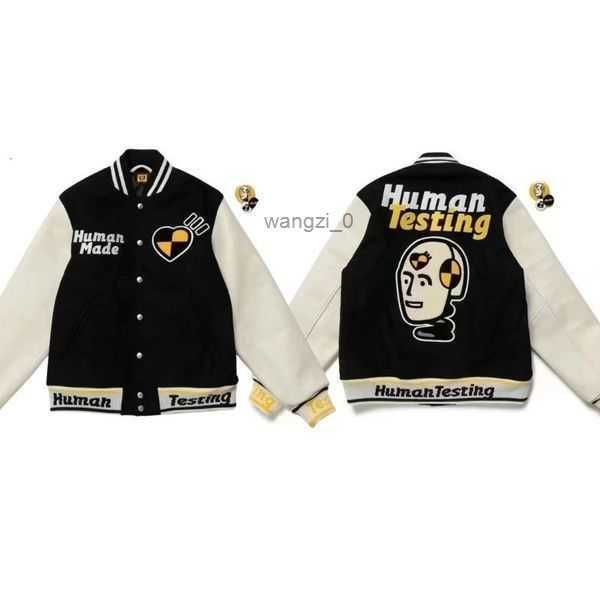 

men's jackets human made green jacket men women thick tiger embroidery leather sleeve baseball uniform 5 7yxe, Black;brown