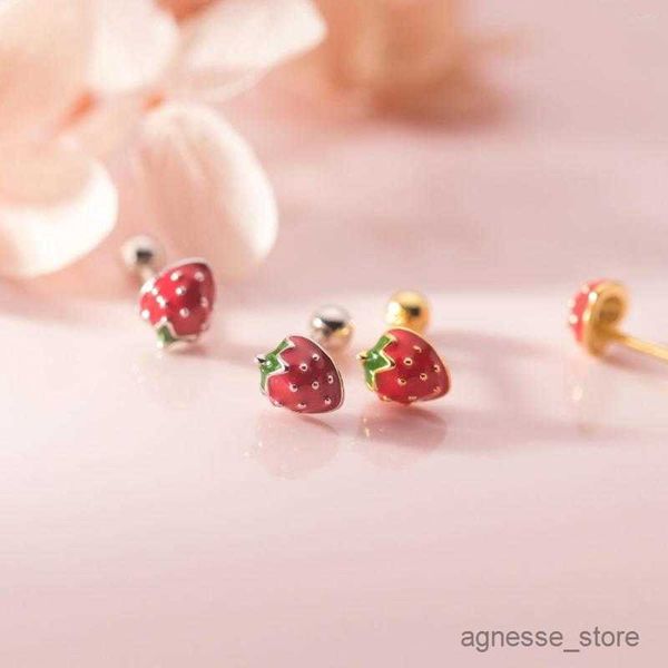 

stud stud earrings sterling sweet glue red strawberry threaded fruit jewelry accessories r230616, Golden;silver