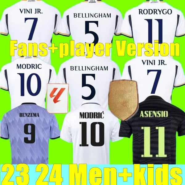 

23 24 fans player version soccer jerseys benzema rodrgo bellingham vini jr football shirt real madrids camiseta de futbol men kids women uni, Black;yellow