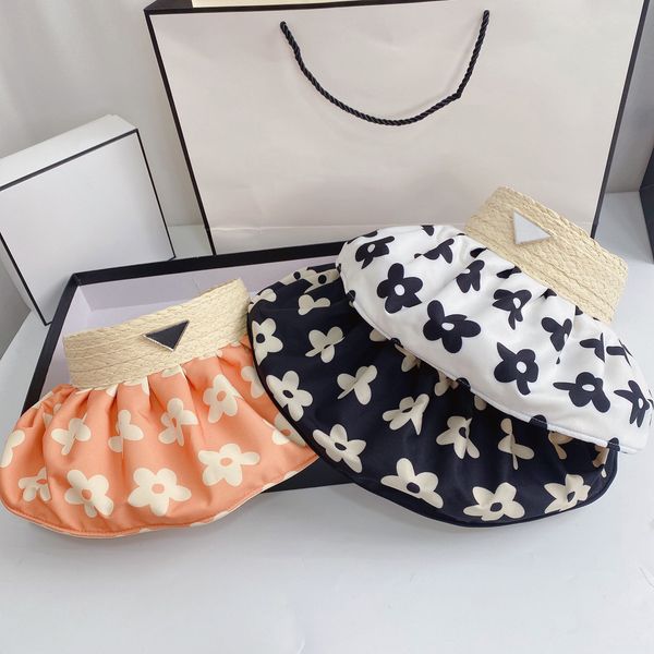 

fashion women's sun hat flower sunscreen empty hat luxury designer for everyday use three colors available highest quality, Blue;gray