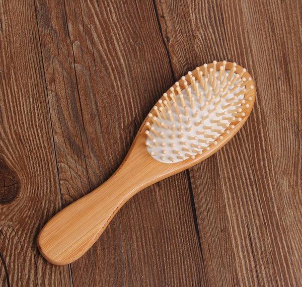 

2021 wholesale price natural bamboo brush healthy care massage hair combs antistatic detangling airbag hairbrush, Silver