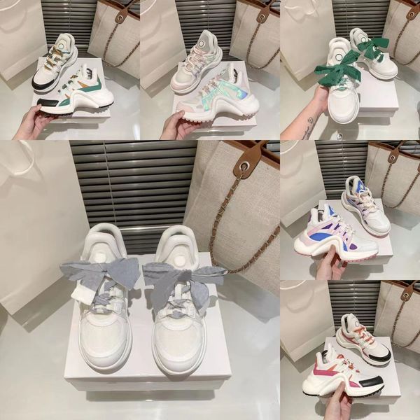 

designer casual shoes ribbon luxury sneakers bow bridges bottom pops thick soft bottom muffin shoes heightening casual shoes with box, Black