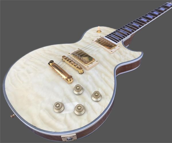 

electric guitar, 6 strings, original wood color tiger pattern, jacaranda fingerboard, gold accessories, guitar, support for customization