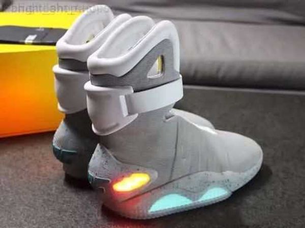 

automatic laces air mag sneakers marty mcfly's led shoes men back to the future glow in the dark gray boots mcflys sneaker with box top, Black