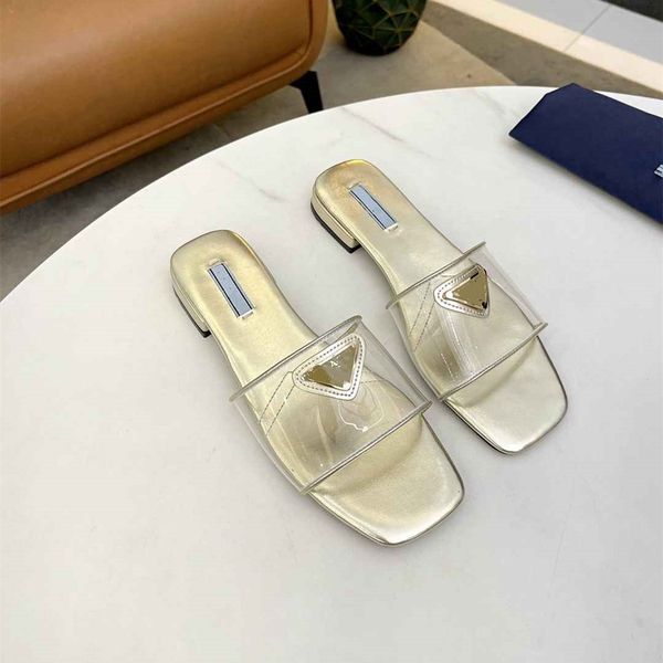 

designer slippers sandals fashion summer luxury brand women prad flip flops multi colors triangle outdoor loafers slide ladies beach sandal, Black