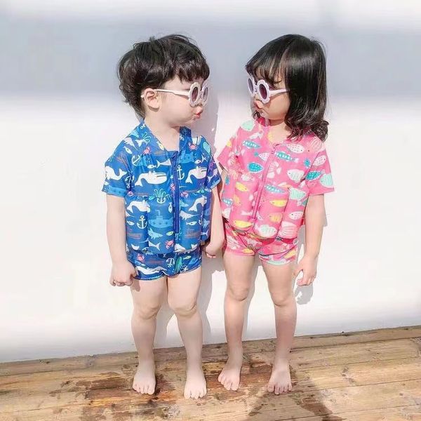 

new children's buoyancy swimsuit surf suit boys' and girls' one-piece swimsuit cartoon flat angle cute baby swimsuit