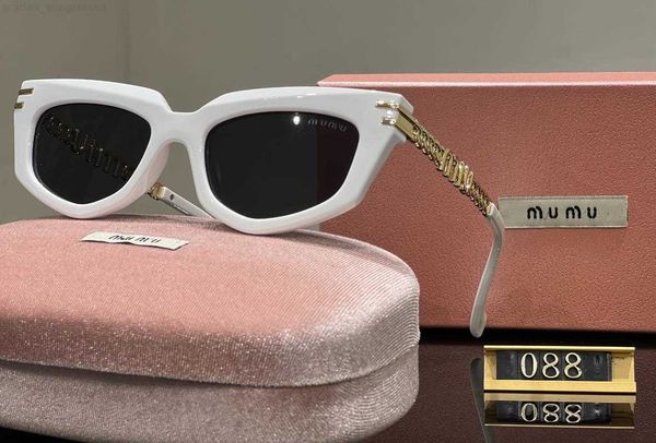 

luxury miu sunglasses retro cat eyes women's sunglasses fashion trend cross border glasses women's metal hollow chain men's g, White;black