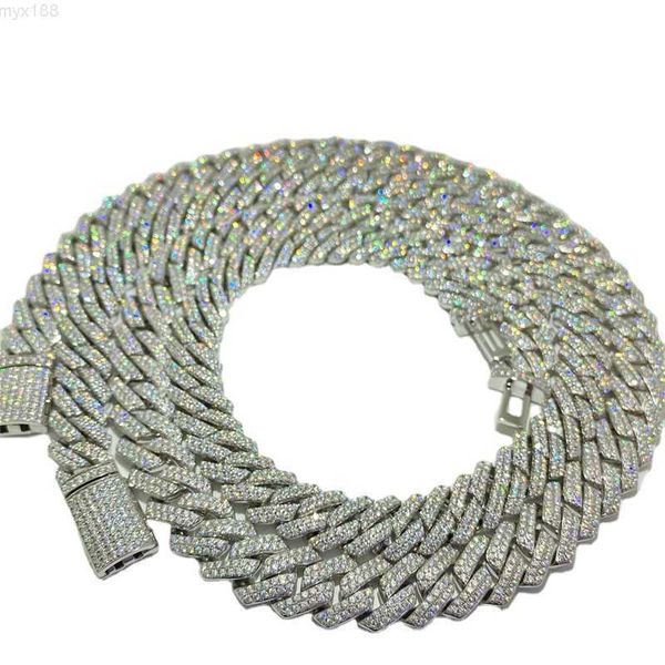 

cool hip hop new micro mosang 12mm 14mm 15mm cuban chain necklace vvs925 silver mosang mai ah mi cuban chain