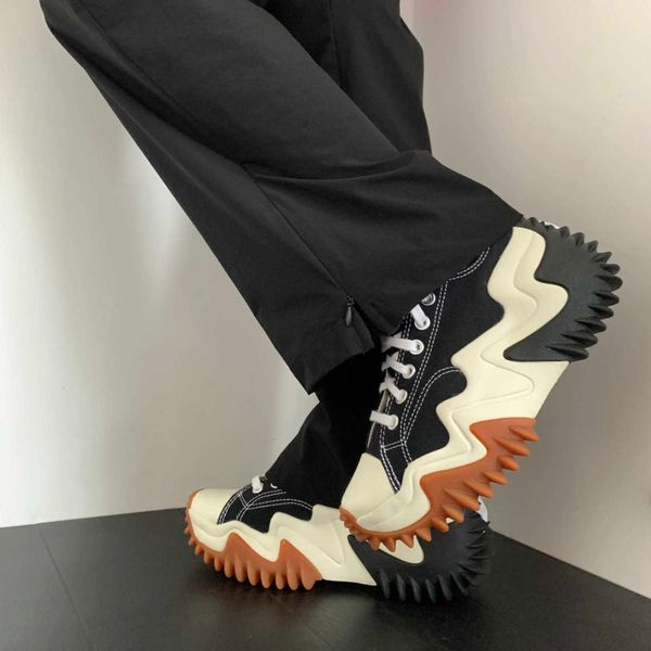 

run star motion hike future radio wave thick sole shoes matsutake shoes elevated low canvas shoes, Black