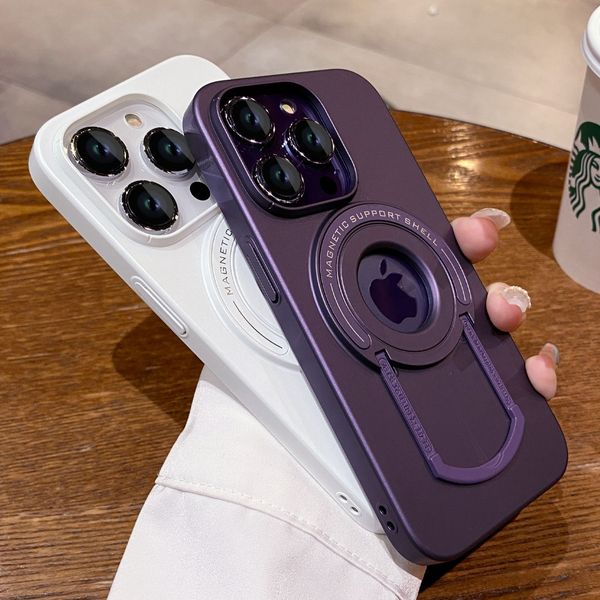 

bracket magsafe charging case for iphone 13 14 pro max 14 plus 14pro 13pro max fold stand holder slim matte back cover