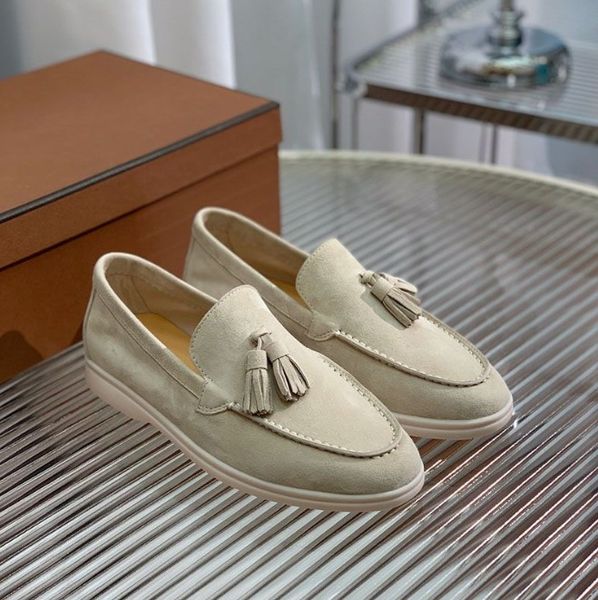 

italy design summer walk tassel suede loafers shoes men hand stitched smooth lp jogging slip-on loro piana comfort party dress casual walkin, Black