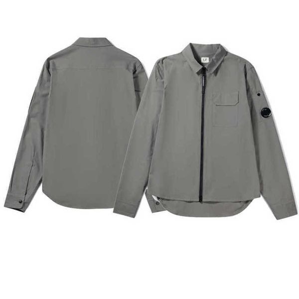 

men's jackets 2023 spring casual cp shirts long sleeve jacket company goggles lens decoration zipper thin uk high street coats fa87oc01, Black;brown