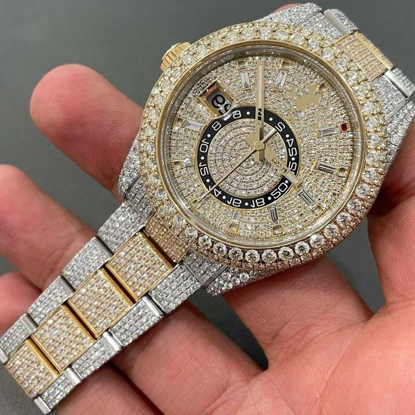 

wristwatches d66 mens watch 4130 movement watch for men 3255 montre de luxe mosang stone iced vvs1 gia watch diamond watchs wristwatchwg1p, Silver