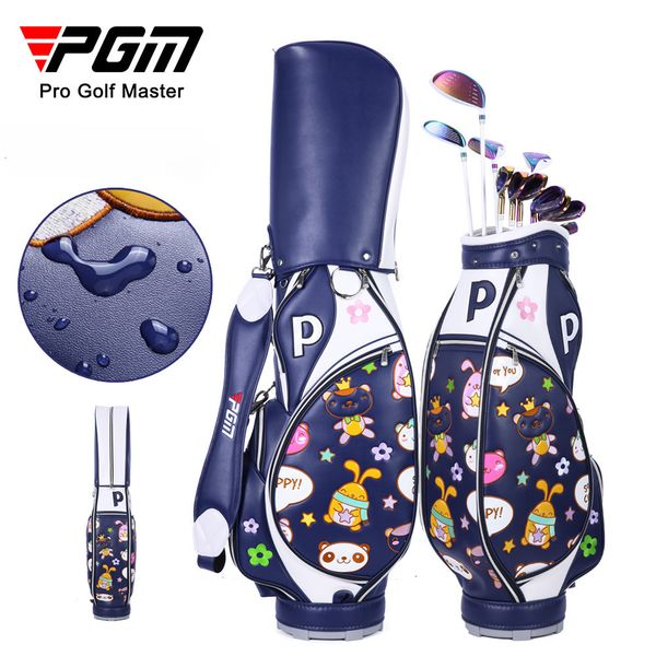 

golf bags pgm women standard bag 3d embroider waterproof microfiber tpu real leather dirt resistant can hold 13 14 club qb104 230616