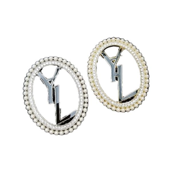 

designer pins yslity brooches fashion have s letter stamp pearl luxury women street monogram brooch brand vintage style romantic couple gift, Gray