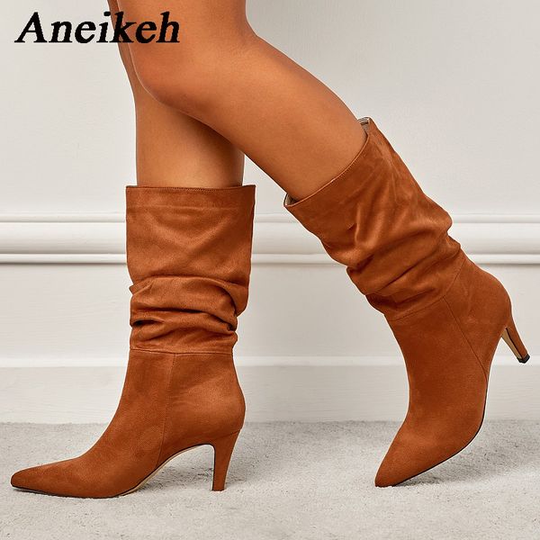 

2023 fashion pointed small medium leg boots chelsea boots womens anti slip slim heels 35-42 spring/autumn new, Black