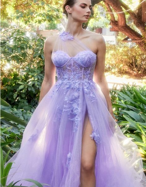 

2023 summer boho a-line women evening formal dresses one shoulder 3d flower lace silt prom pageant gowns robe de soiree, Black;red