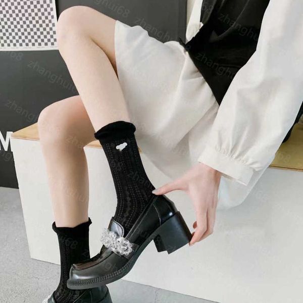 

23ss designer women socks stocking 4 pairs in box solid color summer socks pure cotton sweat-absorbent comfortable womens underwear womens c, Black;white