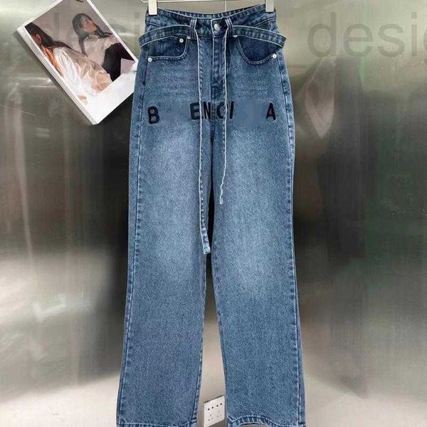 

women's jeans designer fashion jeans designer pants new embroidery belt denim trousers twill cotton washed soft and comfortable slim wo, Blue