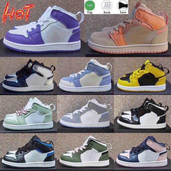 

kids 1 1s jumpman basketball shoes og low sports sneakers boys girls youth baby infants 1s trainers black white blue purple plum desiganer c
