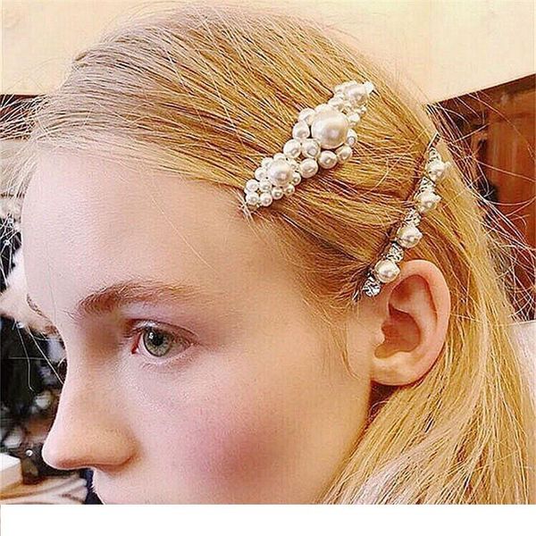 

lovely pearl hairpins for women girls fashion metal hair clip barrette bb hairgrip hair styling accessories, Black;brown
