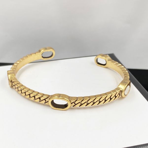 

r bracelet mens bangle luxury designer vintage letter g copper bangle jewelry open gold plated stainless steel love gift bangles, Black