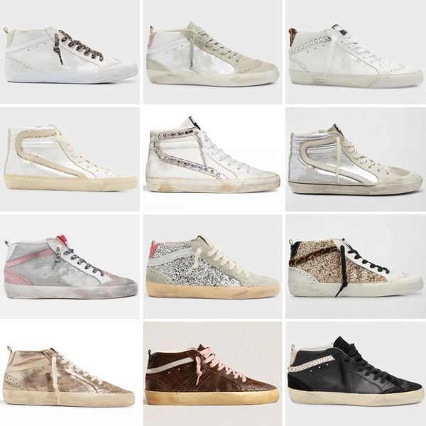 

italy golden mid star high shoes fashion sneakers slide classic white do-old dirty designer man women shoe black-gold glitter leather shoe