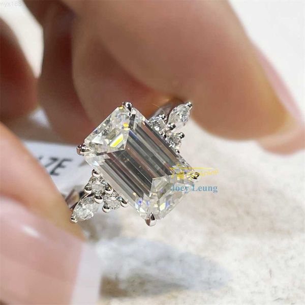 

moissanite jewelry women diamond wedding ring emerald cut 4ct silver real gold moissanite engagement rings