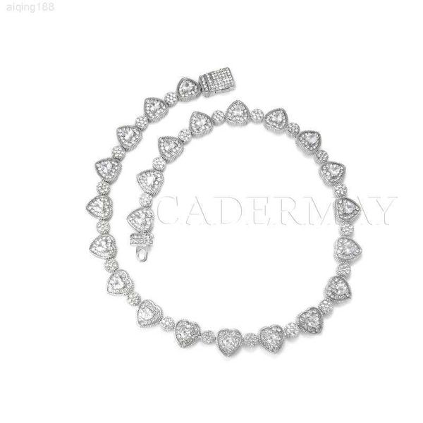 

fashion heart-shaped 12mm bling tennis necklace 925 sliver hip hop rock moissanite necklace, Silver