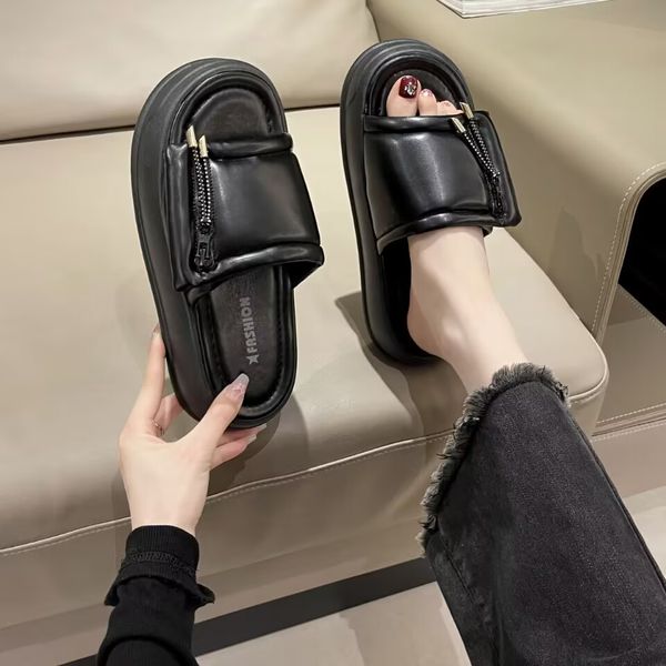 

summer beautiful slippers female summer fashion new all-match comfortable non-slip casual beach sandals, Black