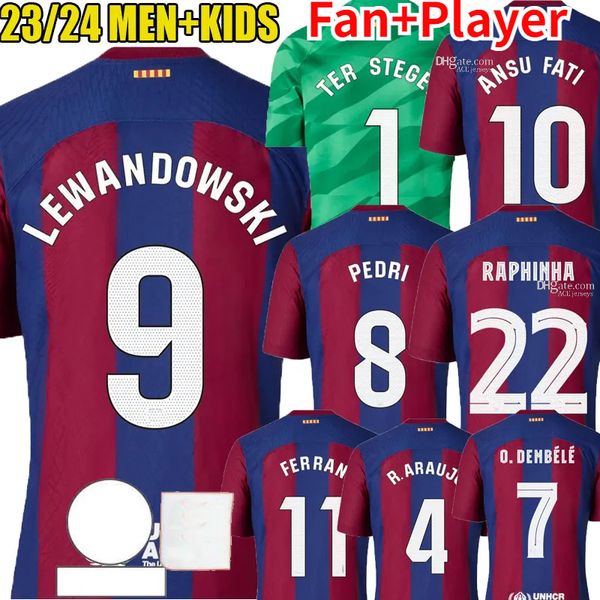 

23 24 pedri lewandowski s soccer jerseys gavi #6 ansu fati de futbol ferran 22 23 24 camiseta raphinha football shirt men women barca, White;black