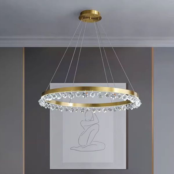 

american brass crystal pendant lamps nordic round copper hanging pendant lights fixture european luxury home indoor living dining room bedro