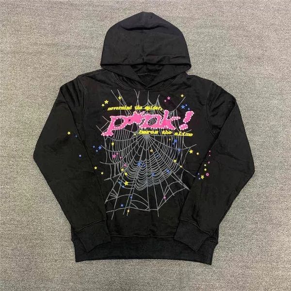 

luxury men's hoodies women fashion pullover red sp5der hoodie young thug 555555 angel hoodies mendesigner shoe printing spider 2023, Black