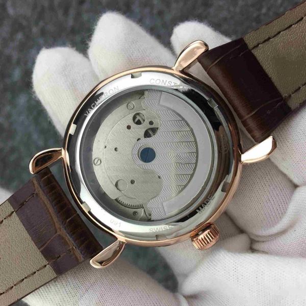 

designer men's fashion new brown black fully automatic winding mechanical movement 40mm size sports watch, Slivery;golden