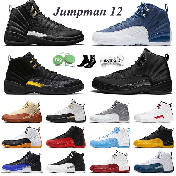 

jumpman 12 12s stone blue basketball shoes royalty black taxi playoffs cherry the master men sneakers french blue twist university blue trai