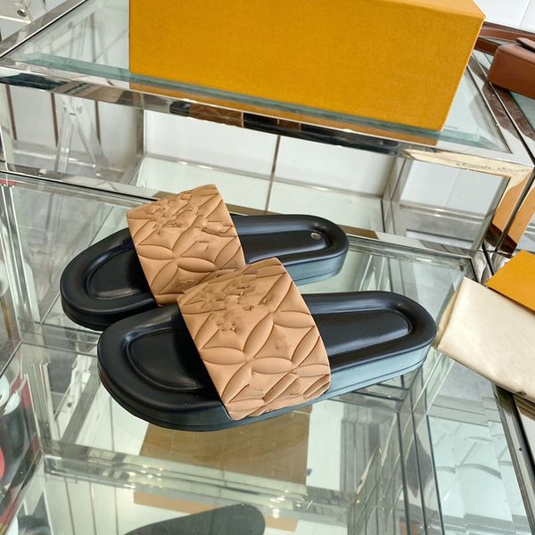 

designers sandals for men women fashion classic floral brocade slides flats leather rubber heatshoes platform flip flops 0614, Black