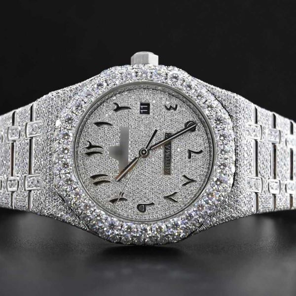 

wristwatches hip hop diamond watch round cut all size customize vvs1 handmade diamond watch for mens diamond watch56ff, Silver